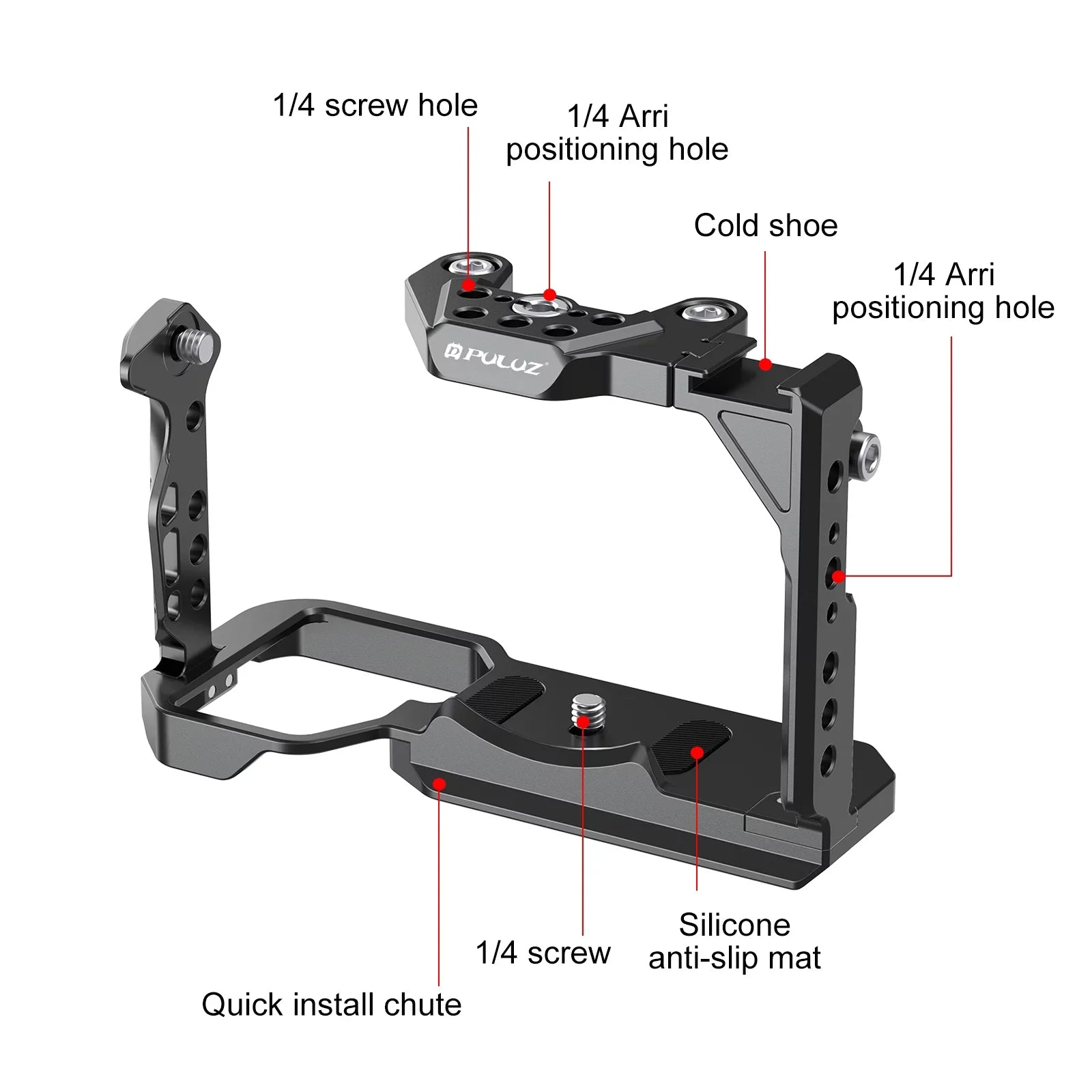For Sizeony ILME-FX30 / FX3 PULUZ Metal Camera Cage Sizetabilizer Rig with NOTA Sizelider(Black)