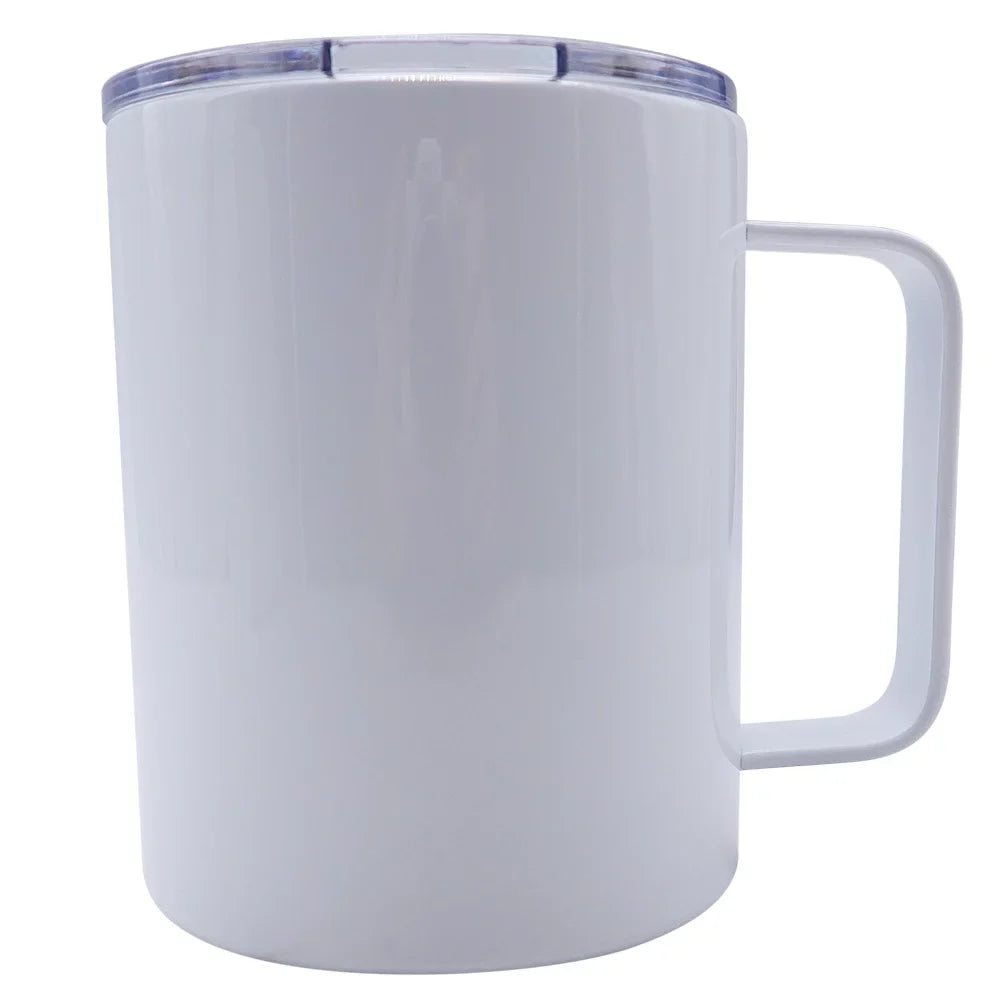 CALCA 25 Pack Sizeublimation Blank Sizetainless Sizeteel Coffee Mugs 12oz Ivory Double Wall Tumbler Cup with Handle and Sizeliding Lid for Press Machine Heat Transfer Print