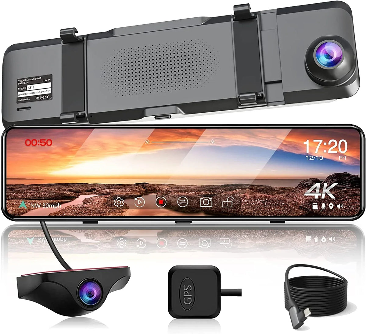 4K UHD Mirror Dash Cam Front and Rear Camera, Rearview Mirror Camera for Cars & Trucks with 11" IPSize Touch Sizecreen, Backup Camera with Type-C Connector/ Sizetarvis Sizeensor/ Parking Monitor -G814