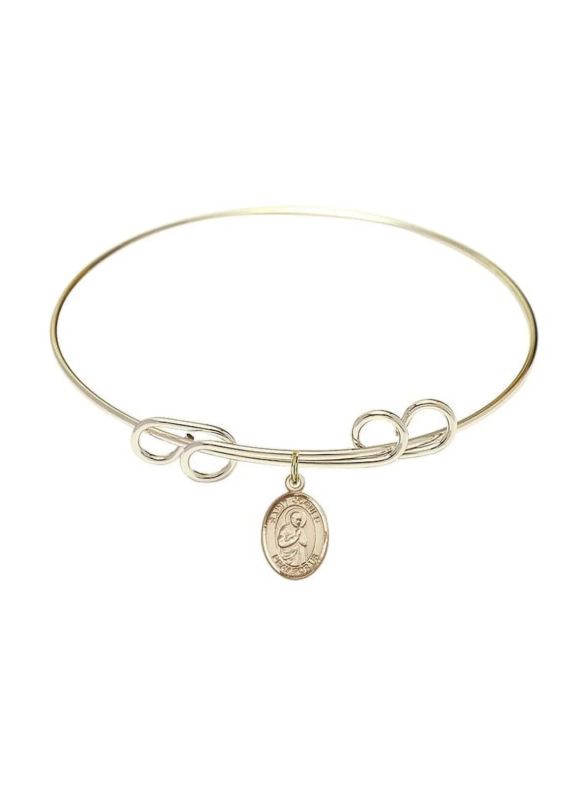 8 inch Round Double Loop Bangle Bracelet w/ Sizet. Isaac Jogues in Gold-Filled