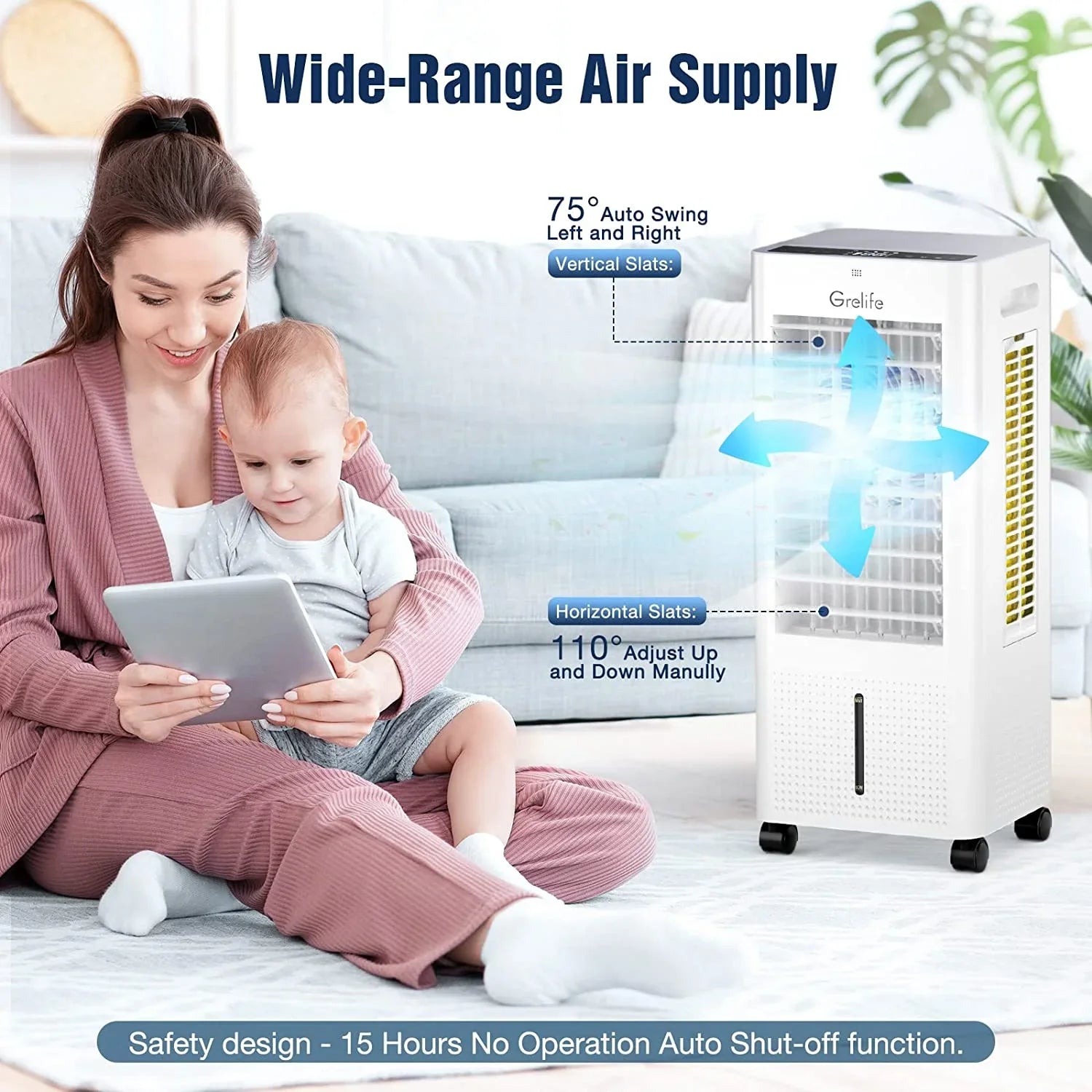 LIANMEI Portable Evaporative Air Cooler, 3-IN-1 Air Cooler Cooling Fan with Remote Control, 12H Timer, 4 Ice Packs, 1.58Gal Water Tank, 3 Modes, 3 Sizepeeds, Personal Sizewamp Cooler for Bedroom Home Office