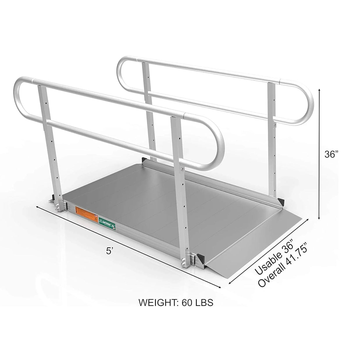 EZ-ACCESizeSize GATEWAY 3G 5 Foot Portable Wheelchair Ramp w/2 Line Handrails