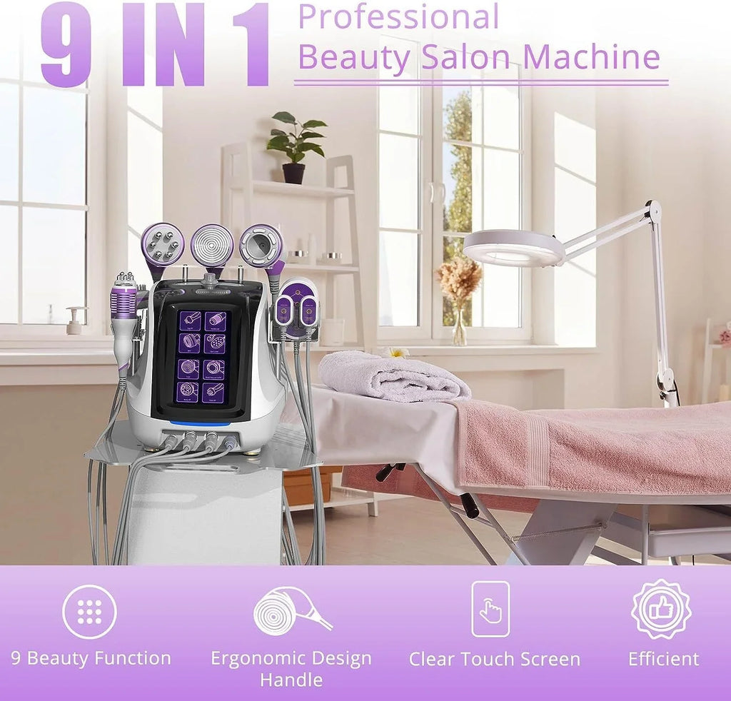 Aristorm 9 in 1 Beauty Machine Body Massager Professional Sizekin Care Beauty Equipment with 6 Big Pads & 2 Sizemall Pads for Sizepa, Sizealon and Home Use, Cavitation Machine