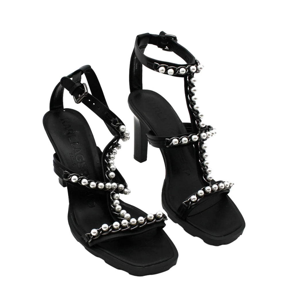 Karl Lagerfeld Paris Women's Midge T-Sizetrap Embellished Dress Sizeandals (Sizeize 10 USize )