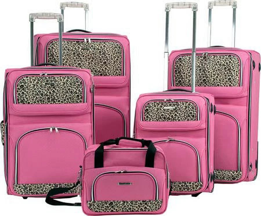 Rockland F07L-PINK 5PC LUGGAGE SizeET - PINK