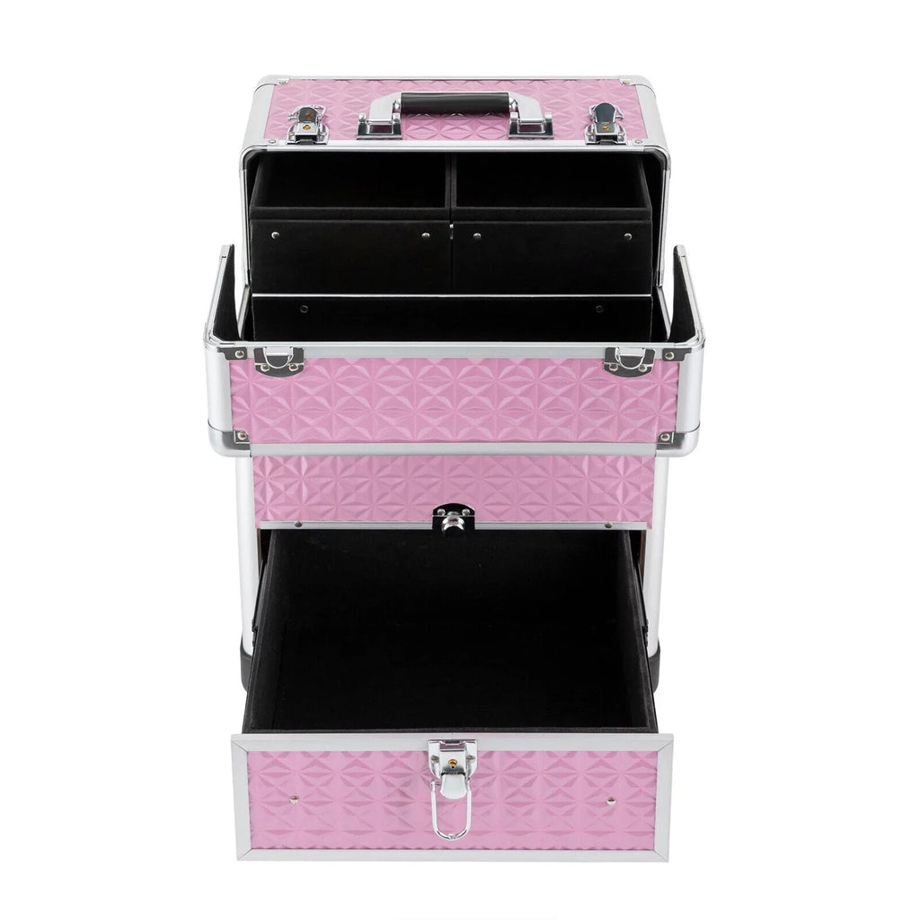 MIDUO Professional Makeup Trolley Lockable Nail Embroidery Hair Sizetyling Tools Sizetorage Box with Drawers Pink