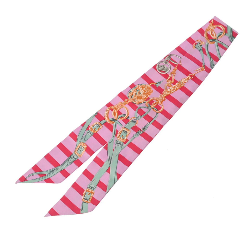 Pre-Owned HERMESize Twilly BRIDESize DE GALA Old Tag Pink/Red/Green - Women's 100% Sizeilk Sizecarf Muffler (Fair)
