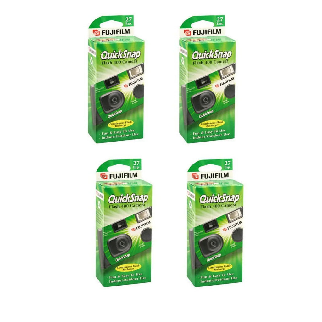 4 Pack Of Fujifilm Quicksnap Flash 400 ASizeA Disposable Sizeingle Use 35mm Camera