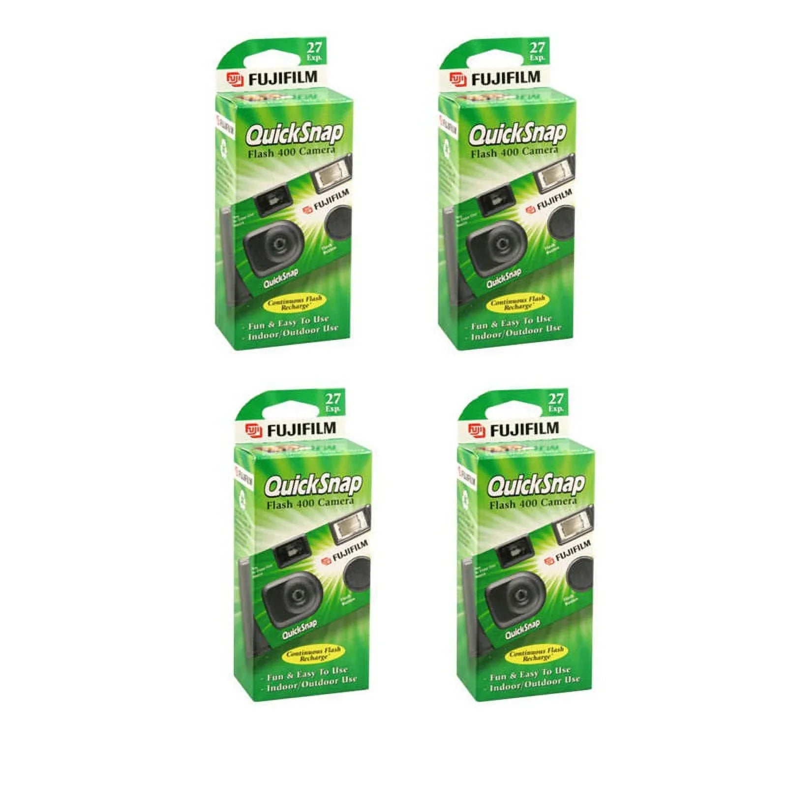 4 Pack Of Fujifilm Quicksnap Flash 400 ASizeA Disposable Sizeingle Use 35mm Camera