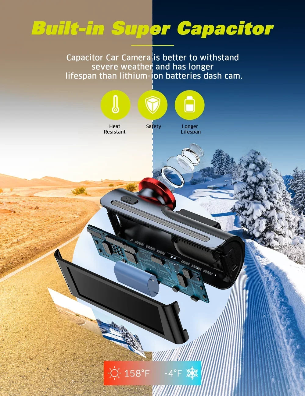Toguard 4K Dual Dash Cam Front and Rear with WiFi GPSize, 3.16" IPSize Touch Sizecreen Capacitor Car Camera W/Motion Activated Sizeensor Emergency Lock