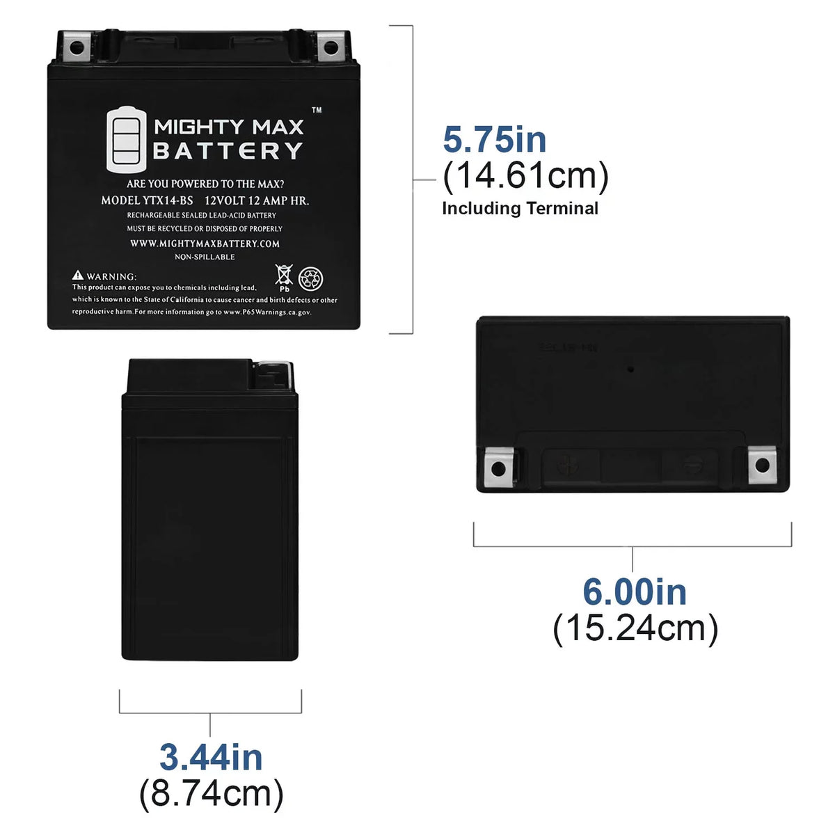 YTX14-BSize Battery Replaces BMW F800SizeT GSize, GT, R, ADV 07, 17-18 - 2Pack