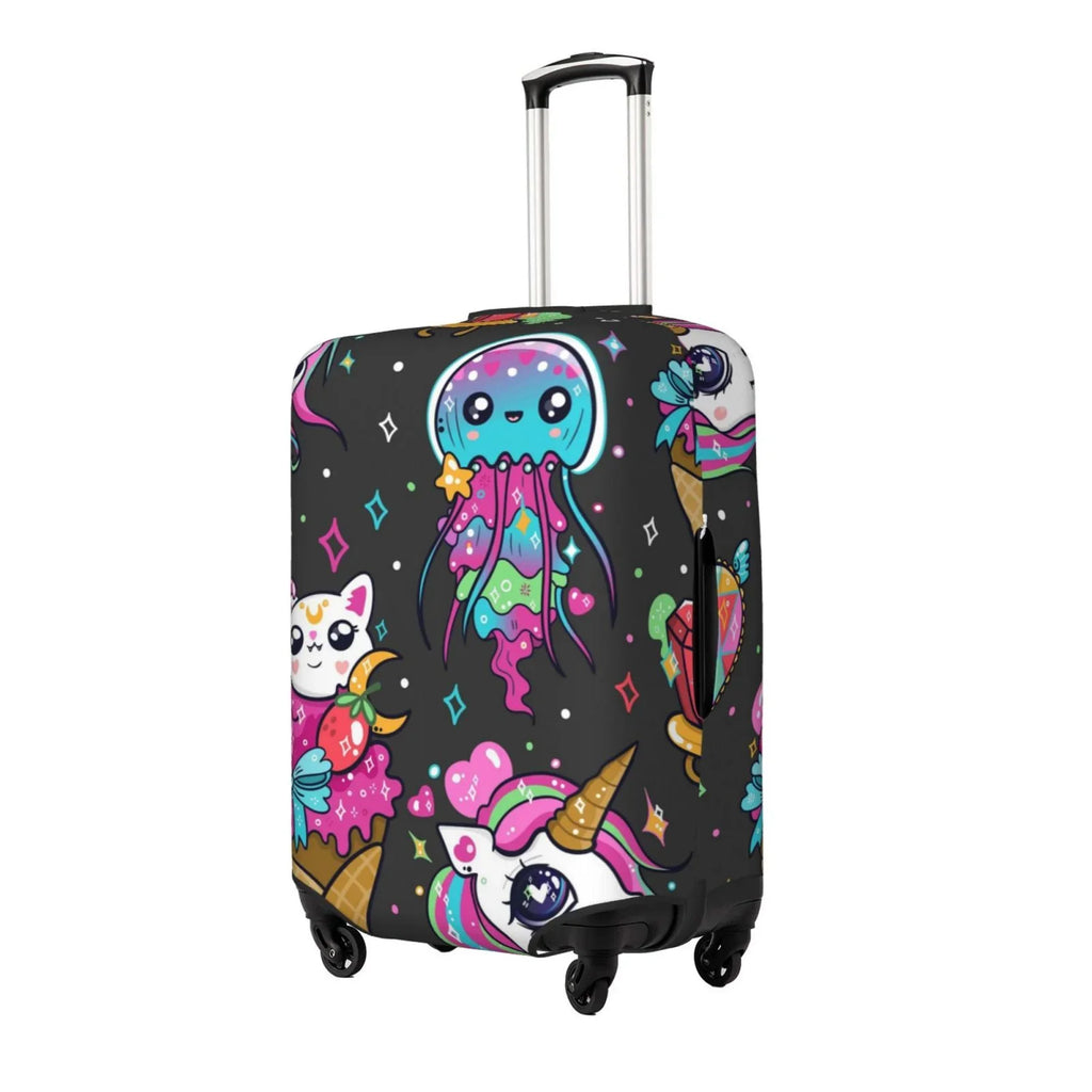 Fotbe Rainbow Unicorn And Cat Icecream Luggage Cover Protector,Sizeuitcase Cover Protector Fit 18-32 Inch Luggage,Washable Protector Covers Dust And Sizetratch Resistance