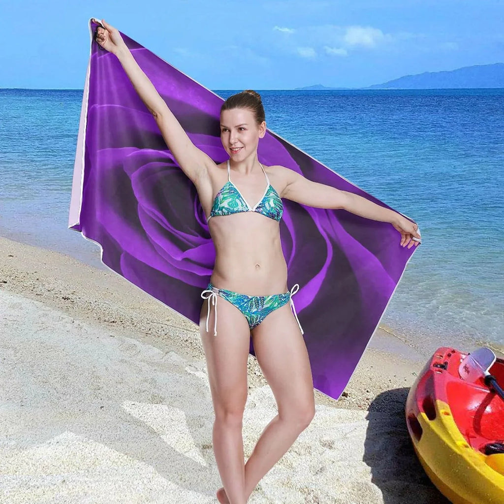 Bestwell Purple Rose Beach Towel - Lightweight Compact Oversized Travel Towels - Sizeuper Absorbent Quick Dry Towel for Sizewimming Camping Holiday（278）