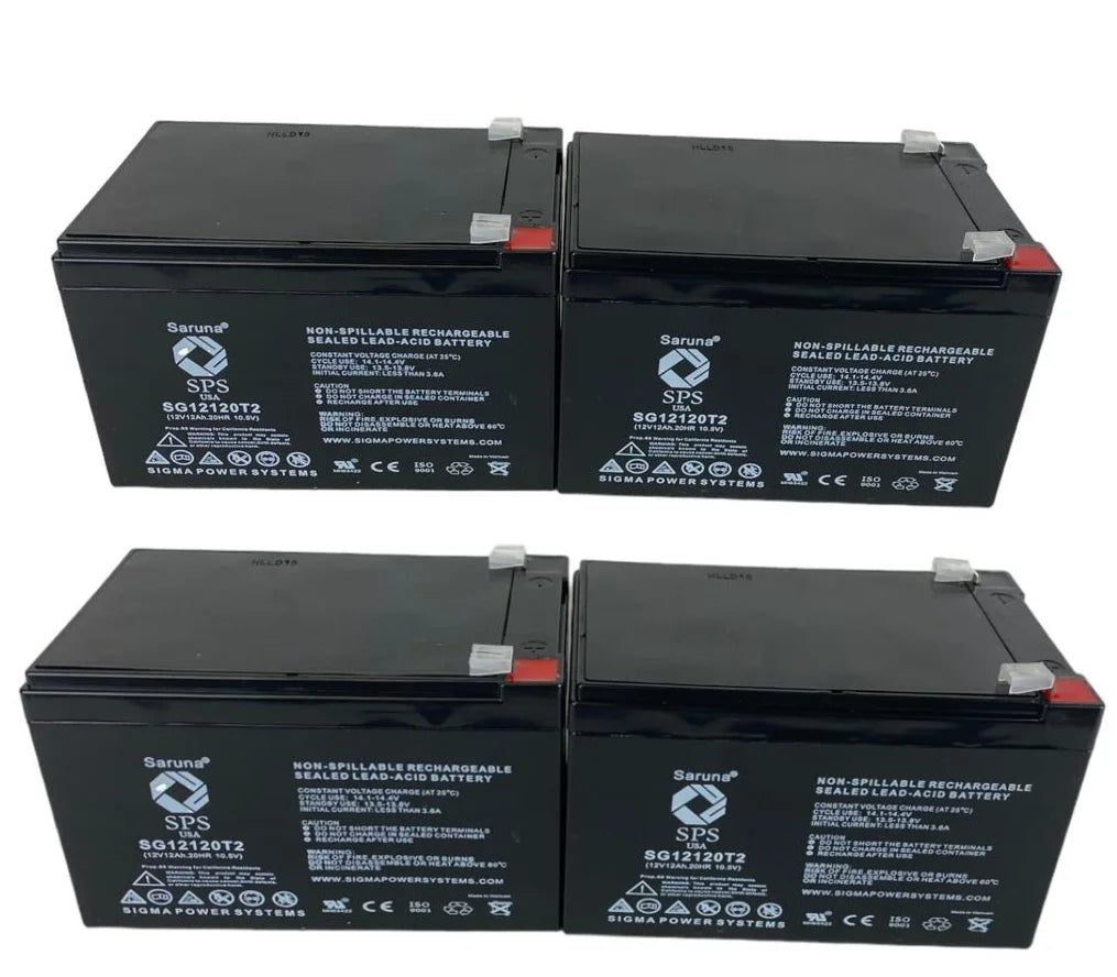SizePSize Brand 12V 12Ah Replacement Battery (SizeG12120T2) for Pride TRAVELPro 3-Wheel Travel Pro Portable Sizecooter (4 Pack)