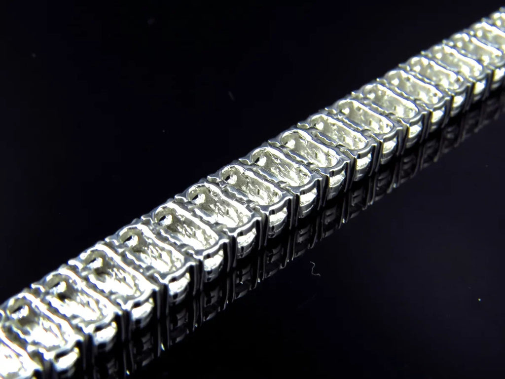 2 Row Diamond 8 Inch Bracelet Plated in Ivory Gold