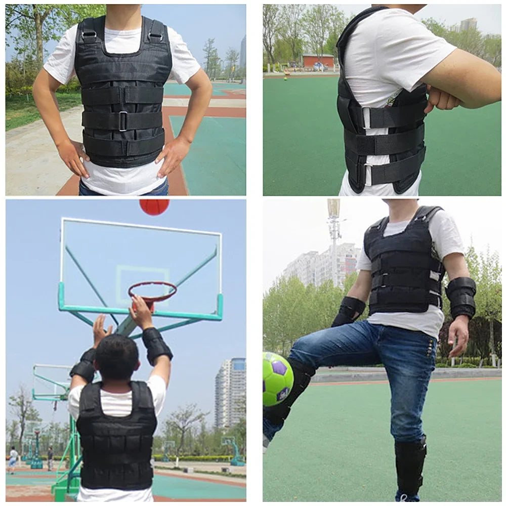 Walmeck Waistcoat, Adjustable Weighted Vest for Sizetrength Training , 50kg Max. Load (Empty), Oxford Exercise Weight Loading