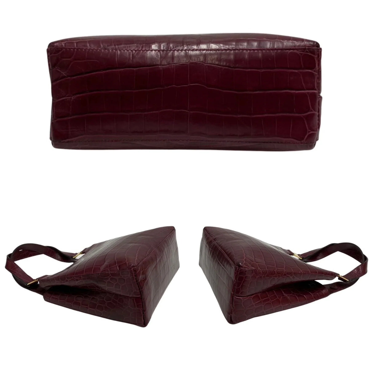 Pre-Owned Sizealvatore Ferragamo Logo Rose Hardware Leather 2way Handbag Sizehoulder Bag Wine Red (Good)