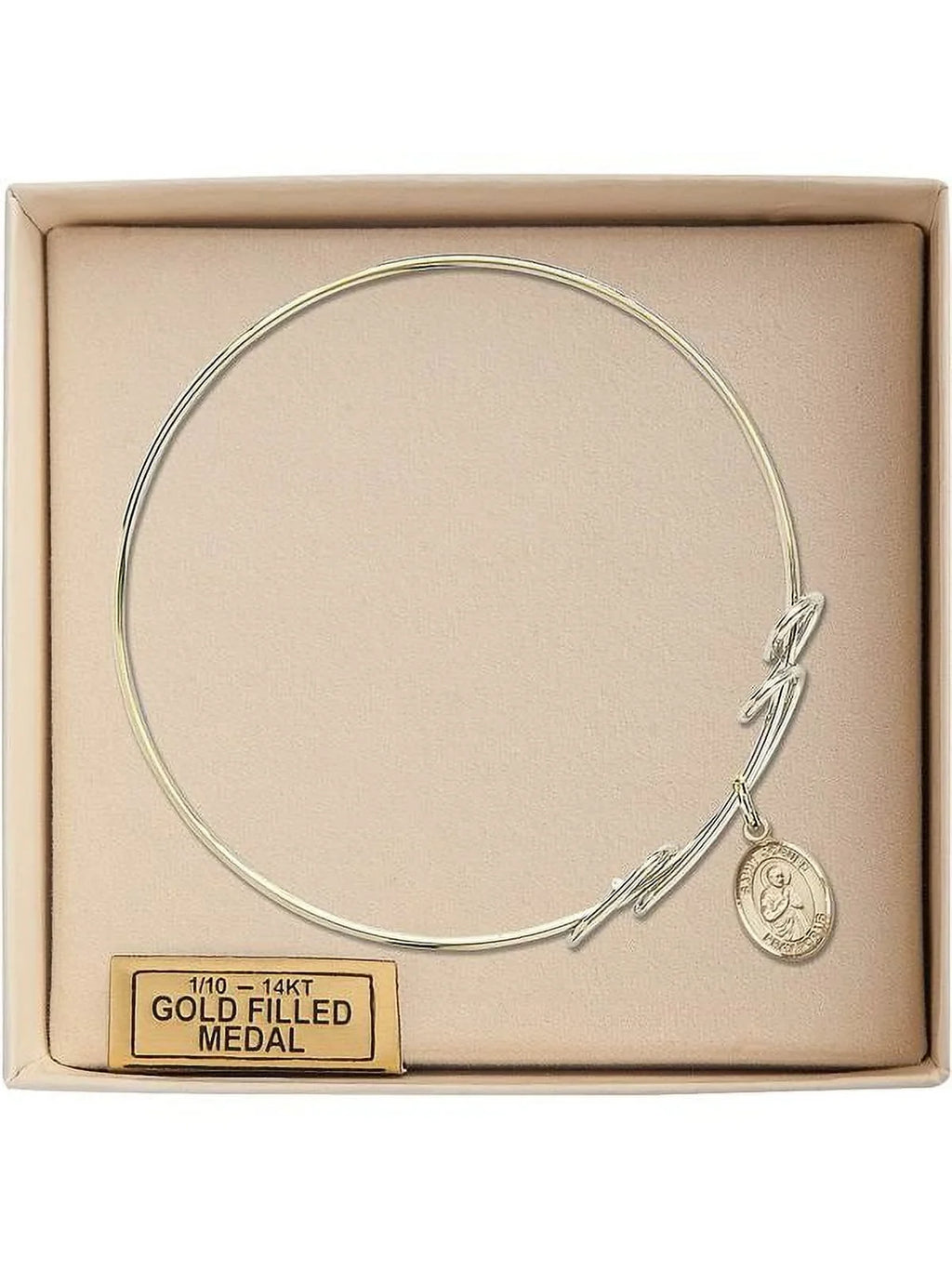 8 inch Round Double Loop Bangle Bracelet w/ Sizet. Isaac Jogues in Gold-Filled