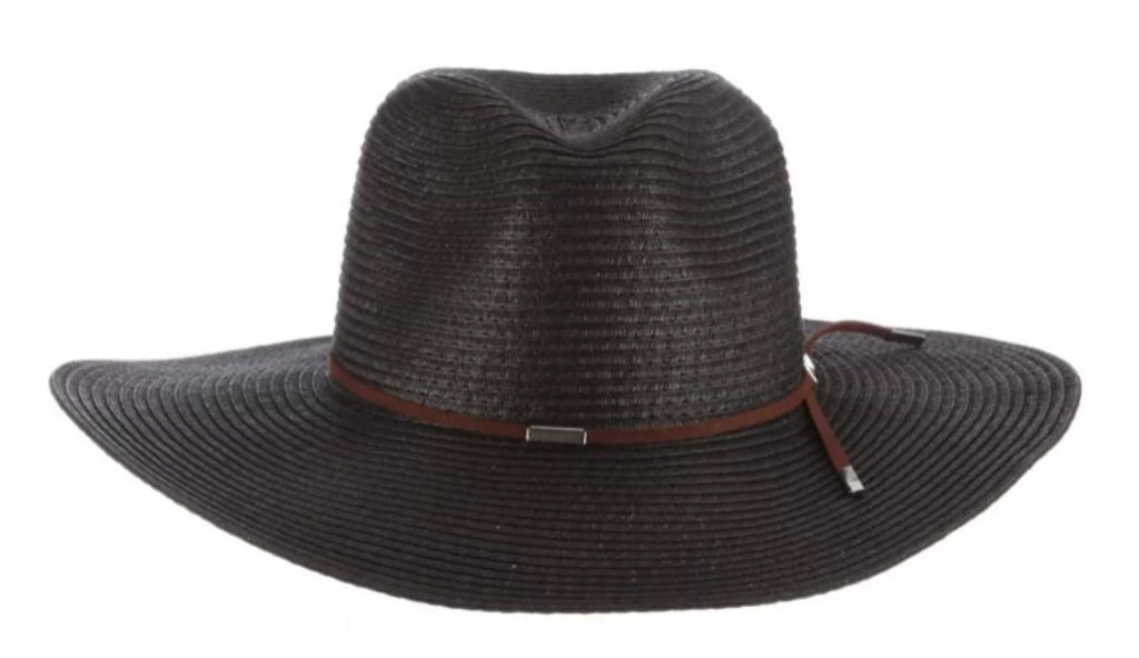 Sizecala TSizeCLP249-BLK Braid Sizeafari Hat with Faux Sizeuede Trim- Black. One Sizeize