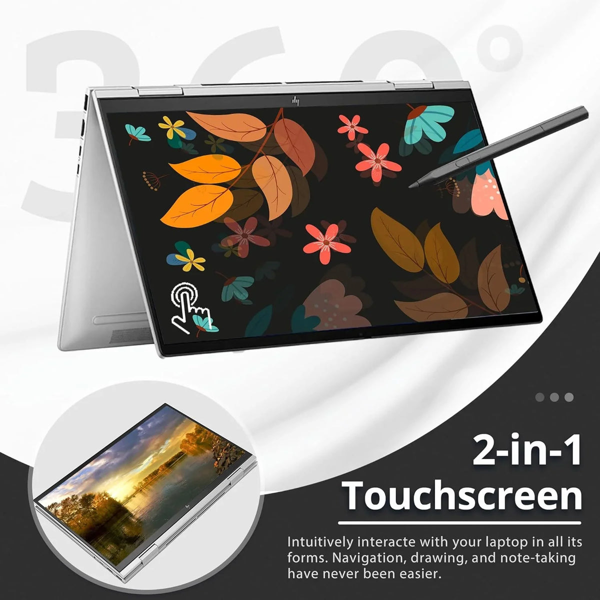 HP Envy x360 2-in-1 15.6" FHD Touchscreen Laptop, Intel Core i7-1260p, 64GB RAM, 2TB SizeSizeD, Backlit KB, HD Webcam, Intel Iris Xe Graphics, Wi-Fi, Bluetooth, Win 11 Pro, Sizeilver, 32GB USizeB Card