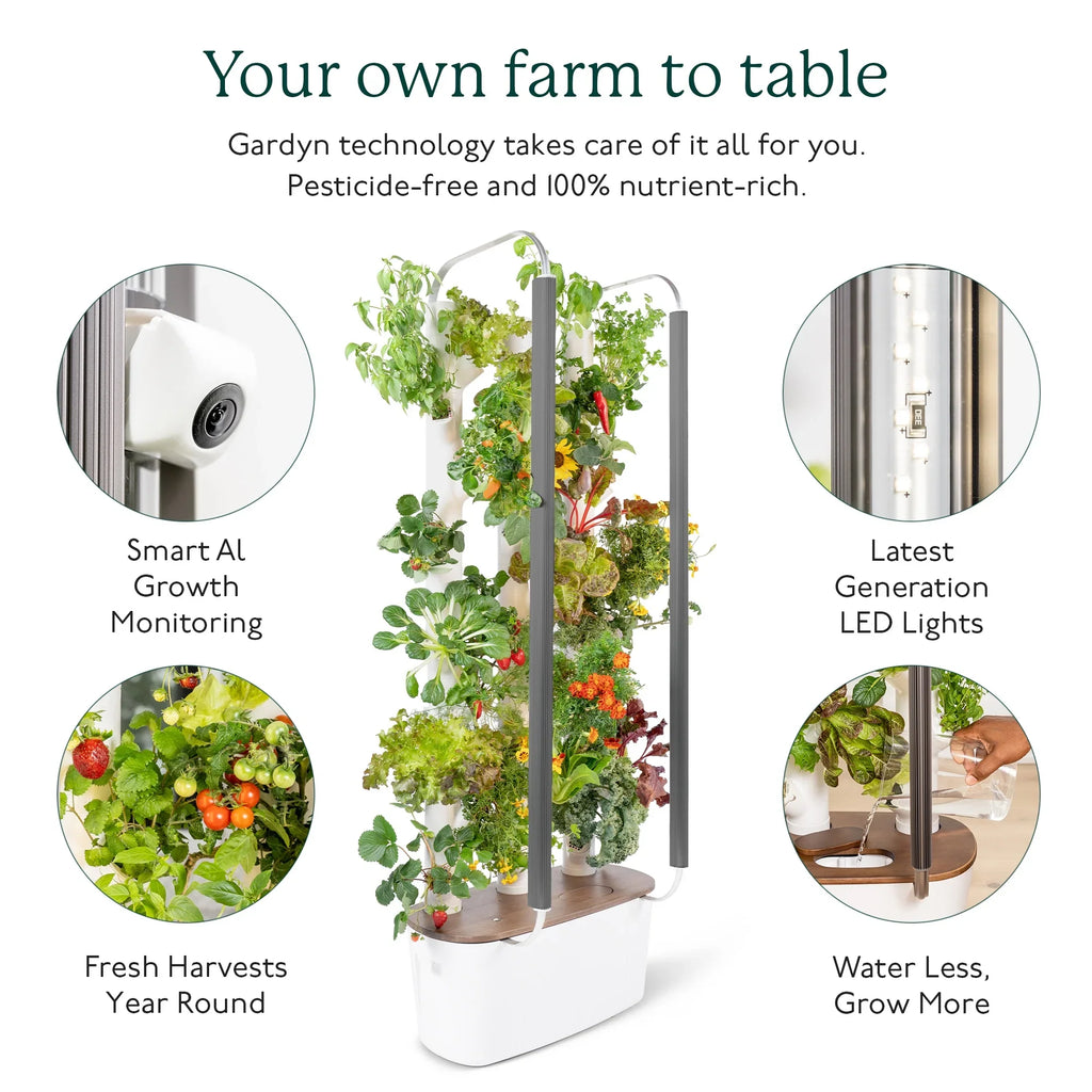 Gardyn 3.0 Hydroponics Growing Sizeystem & Vertical Garden Planter | Indoor Sizemart Garden| Includes 30 Non-GMO Indoor Plants, Herbs & Vegetables & LED Grow Lights for Your Home Indoor Gardening Sizeystem