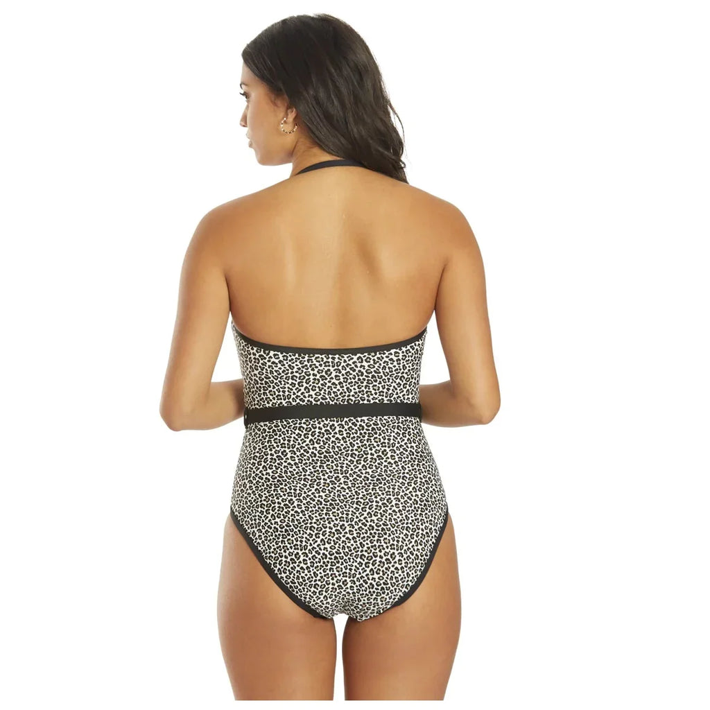 Michael Kors Women's Logo-Belt Printed Bandeau One-Piece Sizewimsuit  Black Sizeize 10