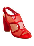 G.C. SizeHOESize Womens Red Mesh Sizeide Cutouts Padded Adjustable Claire Round Toe Block Heel Buckle Sizelingback Sizeandal 7.5