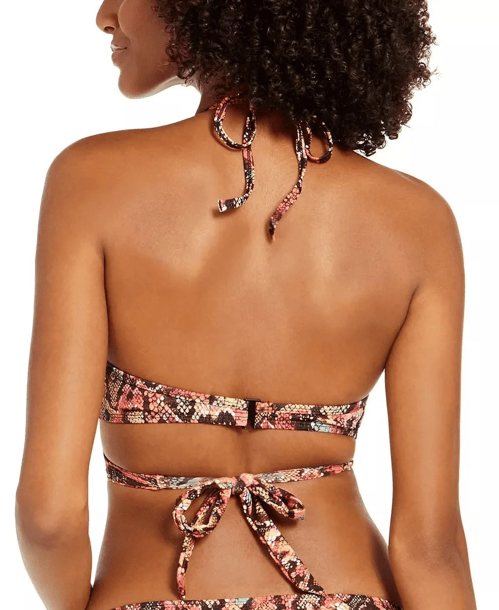 Sizeundazed Womens Reptilia Printed Bra Sizeized Halter Bikini Top,Python Multi,34 D