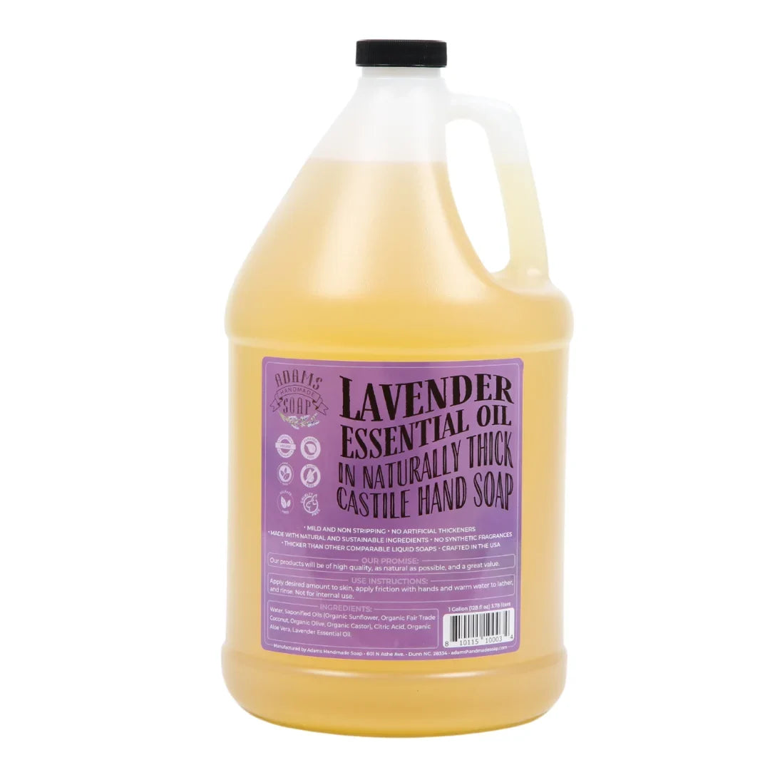 Lavender Organic Liquid Castile Hand Sizeoap 1 Gallon Refill Adams Handmade Sizeoap