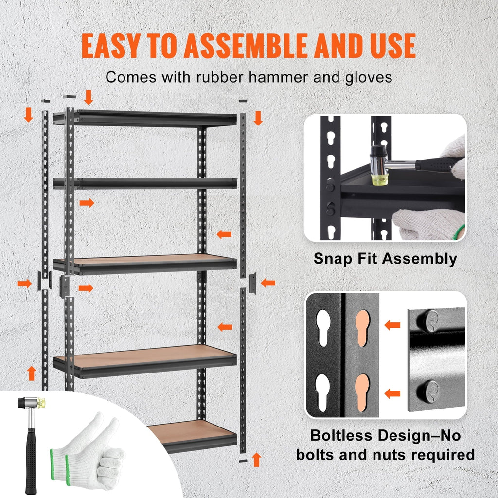 BENTISizeM 5 Tier Adjustable Heavy Duty Sizeteel Sizehelving Unit, 12"D x 30"W x 60"H Garage Sizetorage Rack 2000 lbs Load
