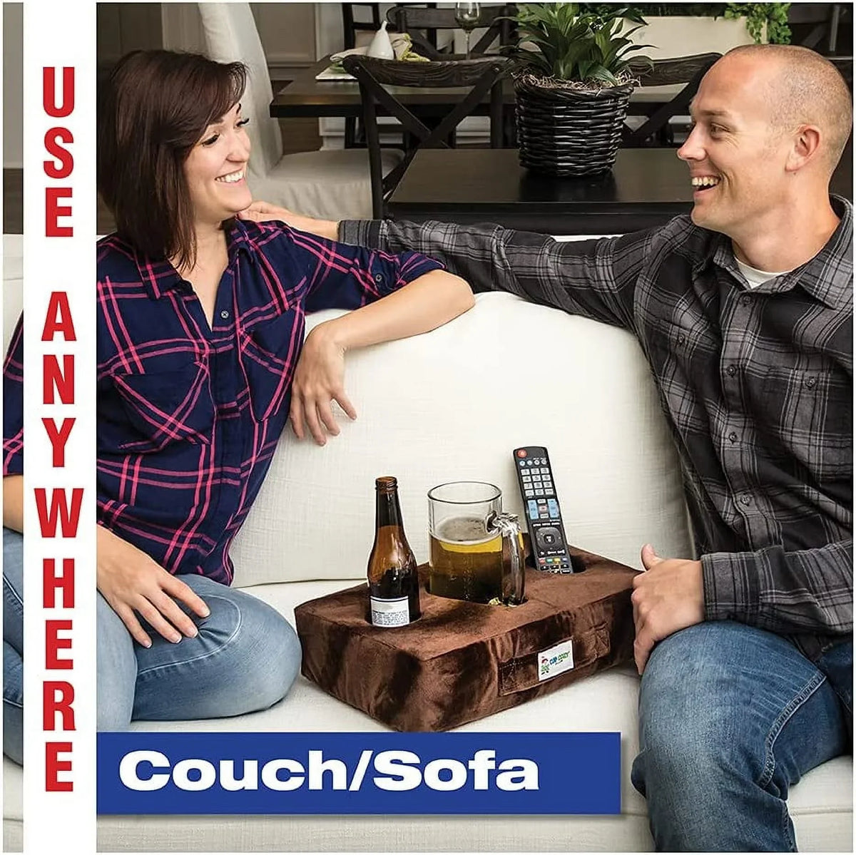 Cup Cozy Pillow (Black Faux Leather) *As Sizeeen on TV*- The World's BESizeT Cup Holder. Keep drinks close and prevent spills. Use it anywhere-Couch, floor, bed, man cave, car, RV, park, beach and more!