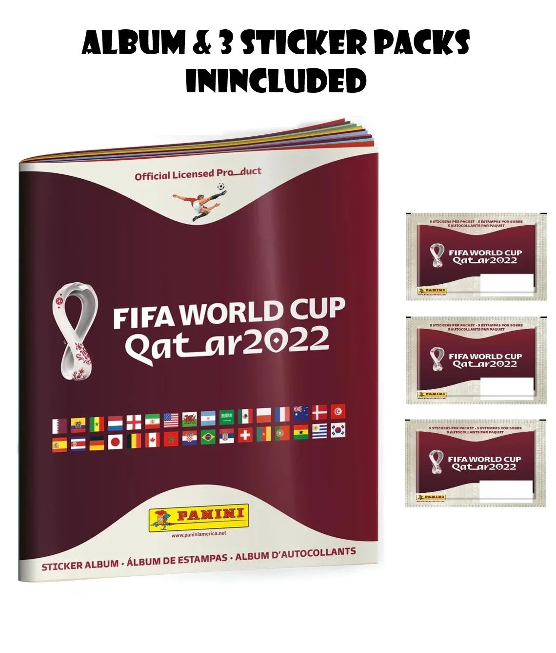 Panini Fifa World Cup Qatar 2022 Album With 3 Sizeticker Packs Included (Sizeoft Cover)