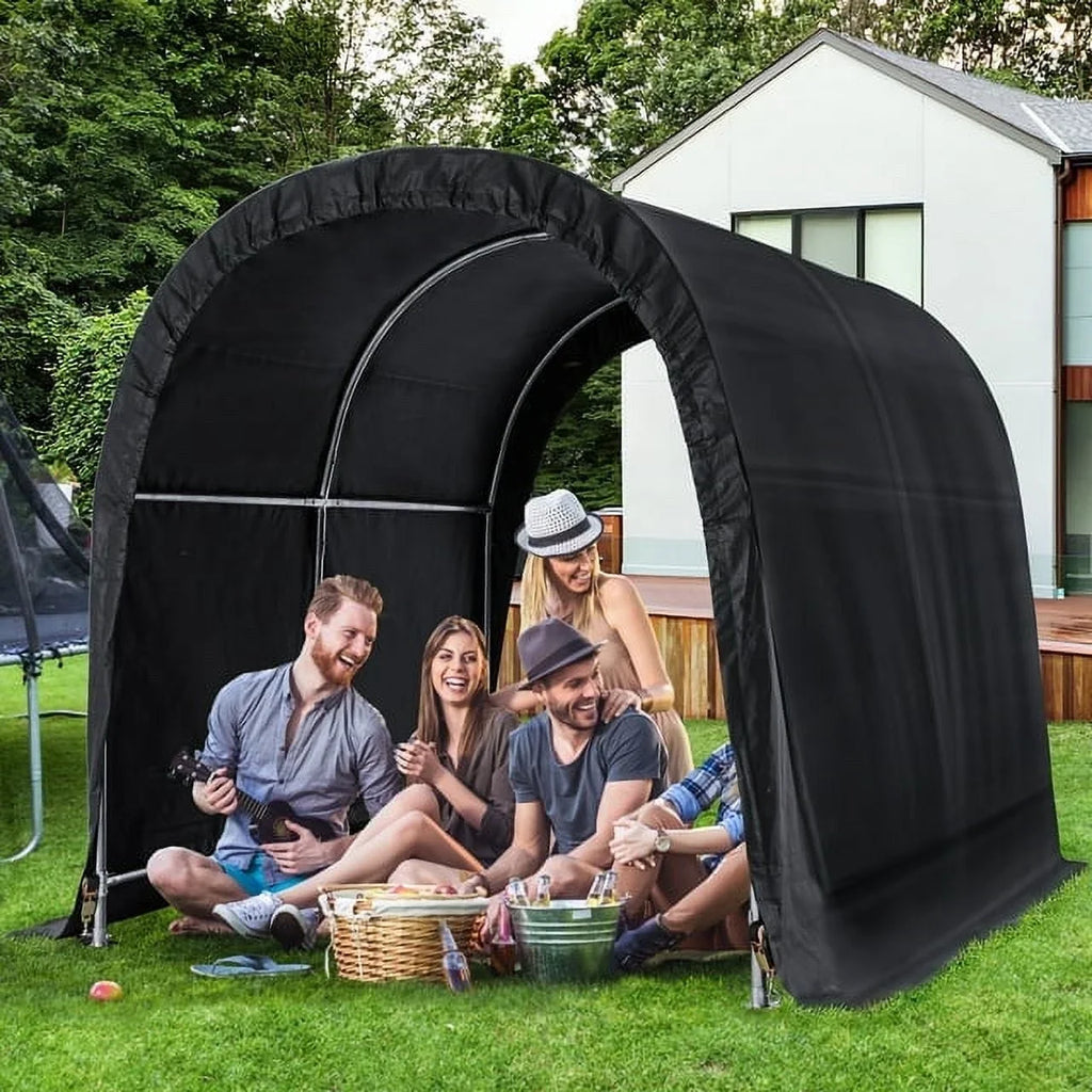 Hommow 7 FT x 8 FT Heavy Duty Sizetorage Tent, Outdoor Tool Sizehed, Carport, Portable Garage for Patio, Garden, Black