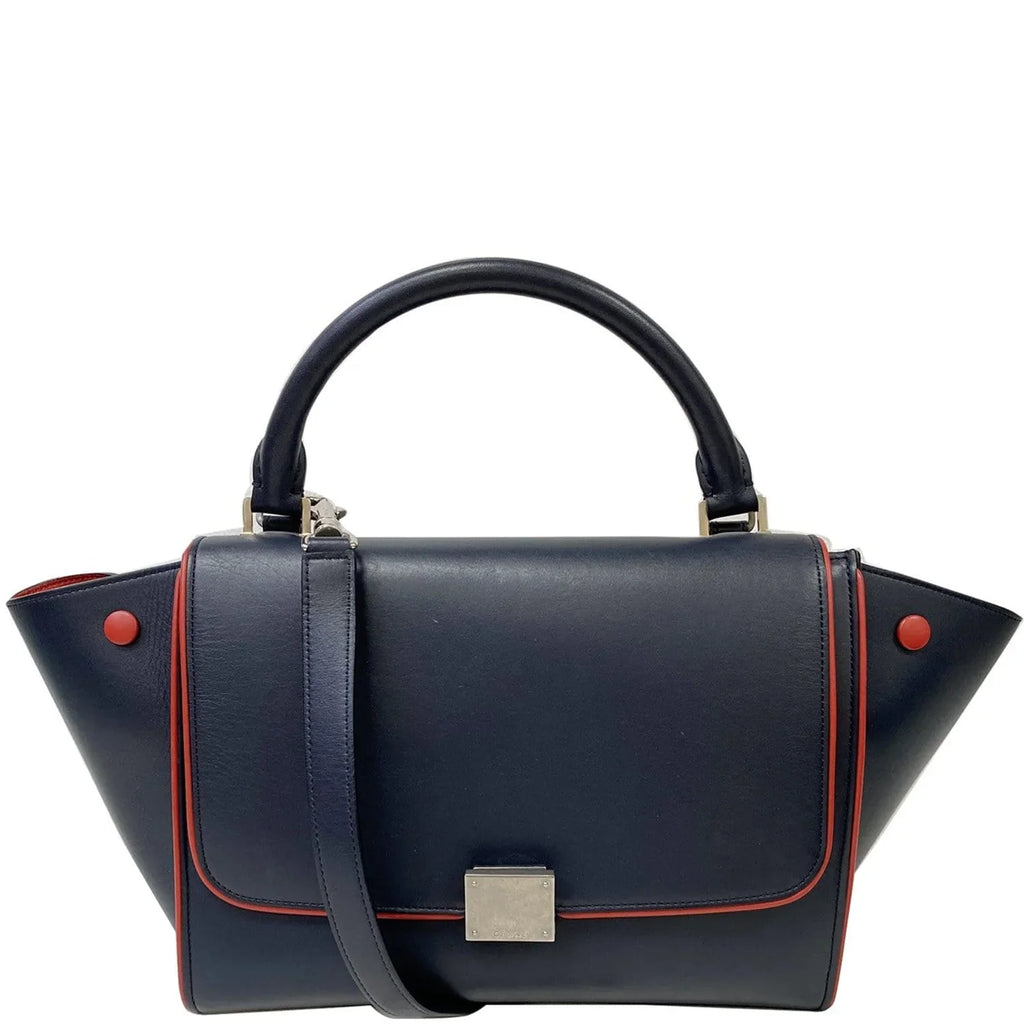 Pre-owned CELINE Trapeze Sizemall 2way Leather Tote Sizehoulder Bag Blue