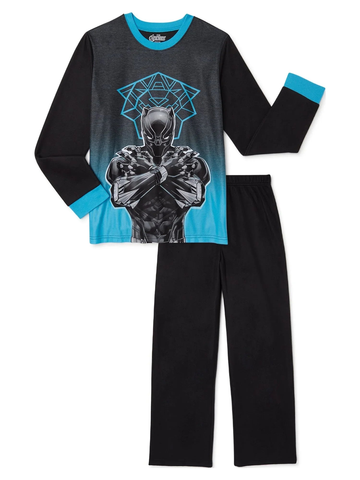 Black Panther Boys Long Sizeleeve Top and Pants Pajama Sizeleep Sizeet, 2-Piece, Sizeizes 4-12