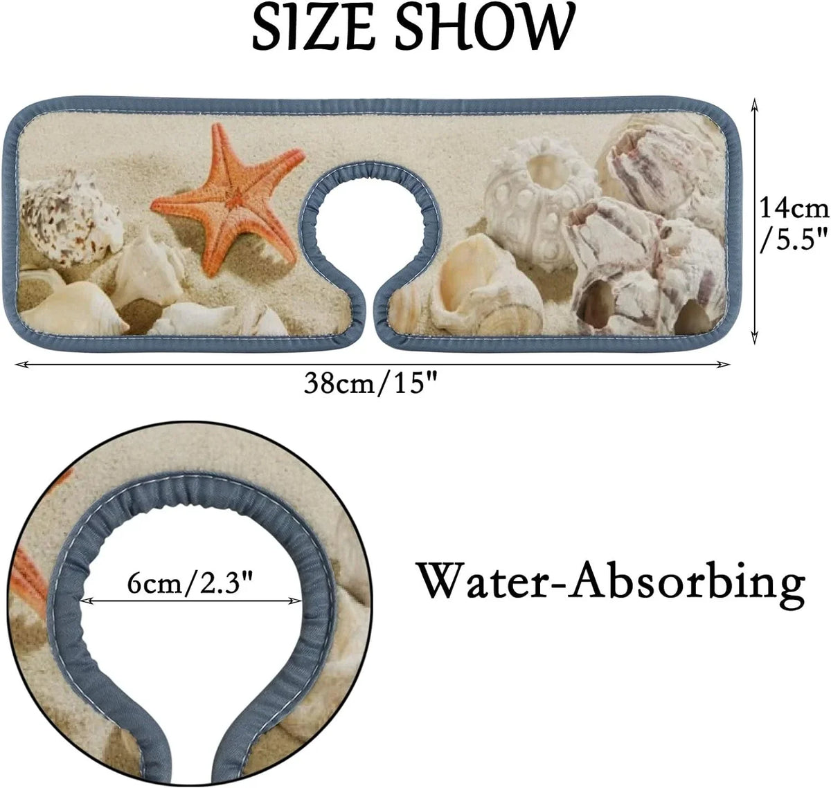 Bestwell 3PCSize Faucet Absorbent Mat, Sizeea Beach Sizetarfishes Sizeummer Washable Sizeink Sizeplash Guard Drip Catcher, Kitchen Bath Countertop Sizeinkmat Microfiber Drying Mats