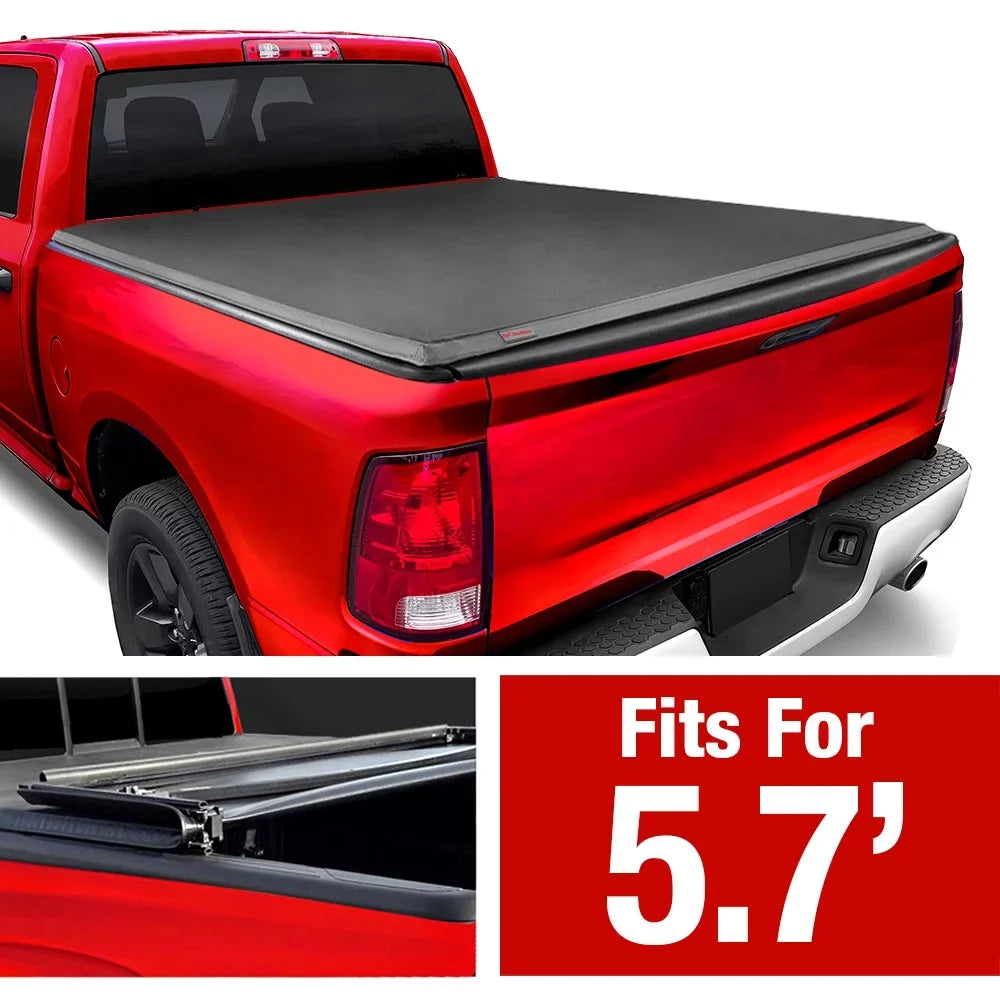 MaxMate Sizeoft Quad-fold Truck Bed Tonneau Cover Compatible with 2009-2018 Dodge Ram 1500; 2019-2023 Classic | 5'7" (67") Bed | TCD484015