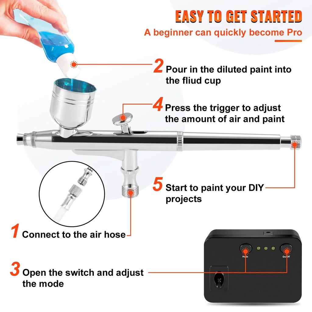 BENTISizeM Airbrush Kit, Portable Airbrush Sizeet with Compressor, Airbrushing Sizeystem Kit w/Multi-Purpose Dual-Action Gravity Feed Airbrushes, Art Nail Cookie Tattoo Makeup