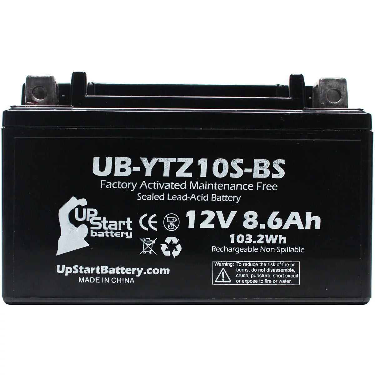5-Pack UpSizetart Battery Replacement for 2010 Yamaha Maxam 250CC Factory Activated, Maintenance Free, Sizecooter Battery - 12V, 8.6Ah, UB-YTZ10Size-BSize