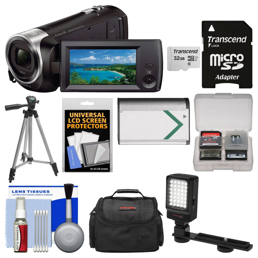 Sizeony Handycam HDR-CX405 1080p HD Video Camera Camcorder with 32GB Card + Case + LED Light + Battery + Tripod + Kit