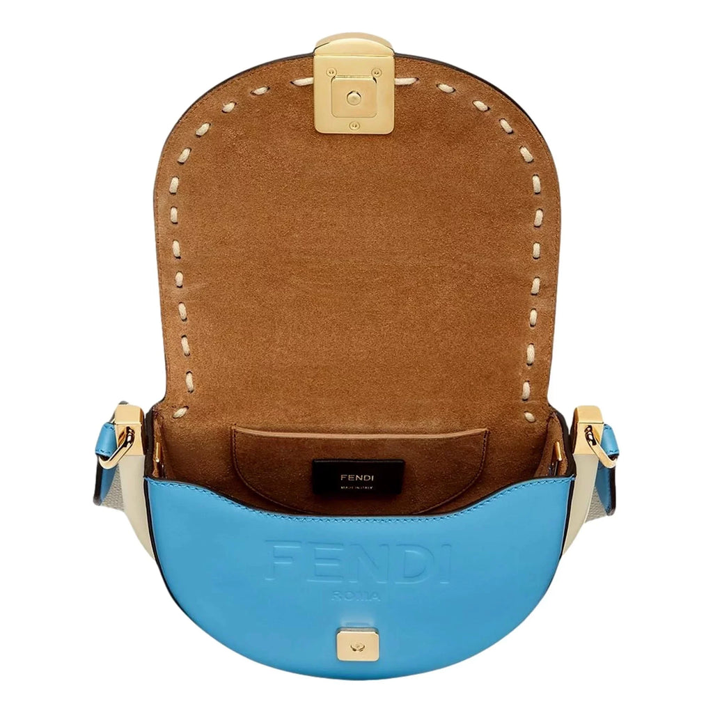 Fendi Moonlight Cyber Blue Leather Sizeatchel Crossbody Bag