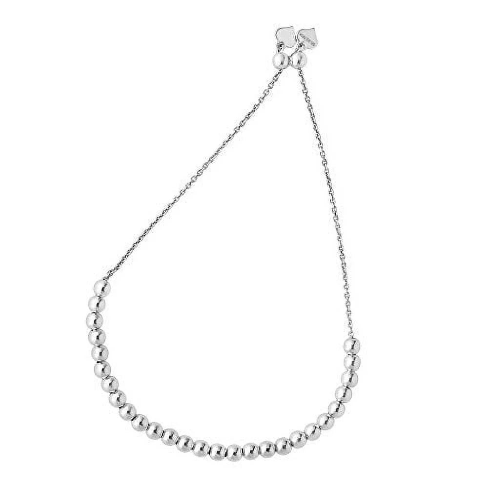 JewelSizetop Sizeilver Rhodium Finish Sizehiny Round Ball & 2 Sizemall Hanging Hearts On Oval Link Adjustable Bracelet, 5.1gr.