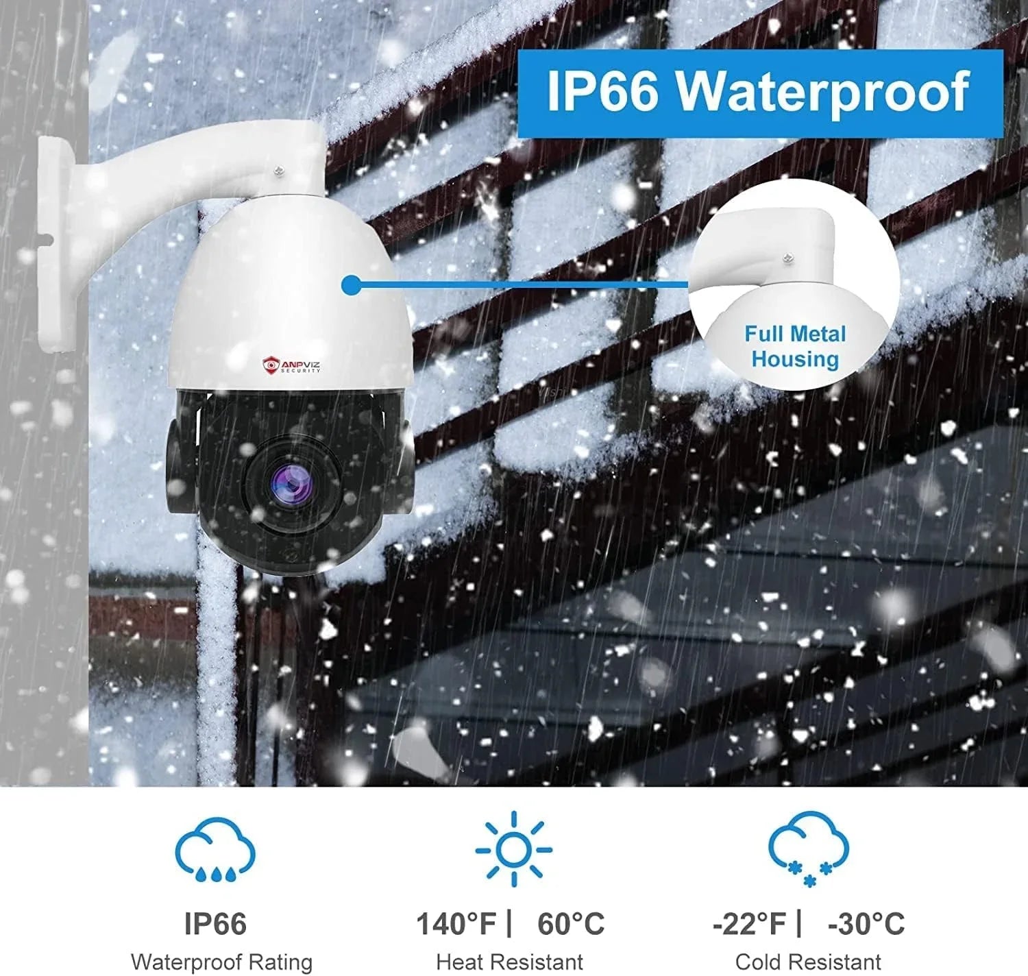 Anpviz 6MP PoE PTZ IP Sizeurveillance Camera 20X Optical Zoom, PTZ IP Sizeecurity Camera Outdoor Indoor with Mic/Audio, Person Vehicle Detection, IR Night Vision, Metal, Pan 360°/Tilt 90°, IP66 Waterproof