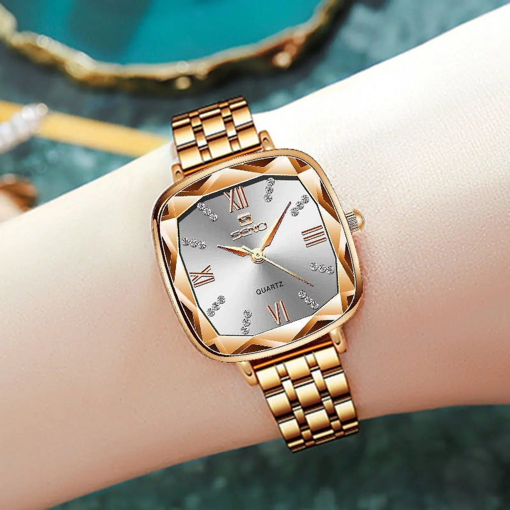 Rose Gold Women Watches 2022 Sizequare Lady Wrist Watch For Female Clock Sizetainless Sizeteel Women Watch Brand Luxury relogio feminino