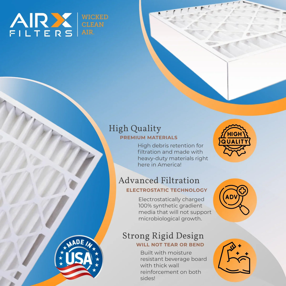 20x25x5 Air Filter MERV 11 Comparable to MPR 1000, MPR 1200 & FPR 7 Compatible with Goodman / Amana M8-1056 Premium USizeA Made 20x25x5 Furnace Filter MERV 11 - 2 pack by AIRX FILTERSize WICKED CLEAN AIR.