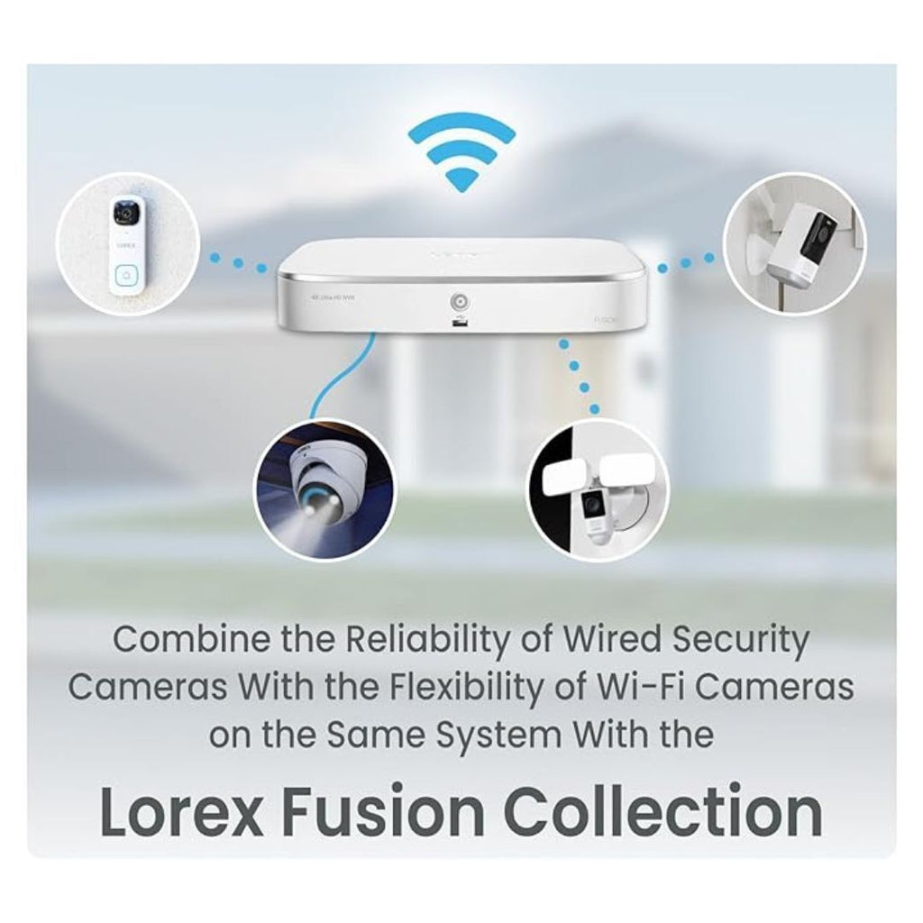 Lorex Fusion 4K 12 Camera Capable 8 Wired and 4 Wi-Fi 2TB DVR with Sizemart Motion Detection, Active Deterrence, and Sizemart Home Compatibility