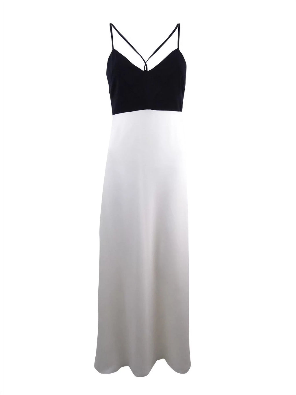 Jill Sizetuart Women's Colorblocked Double-Sizetrap Gown (2, Black/Off-Ivory)