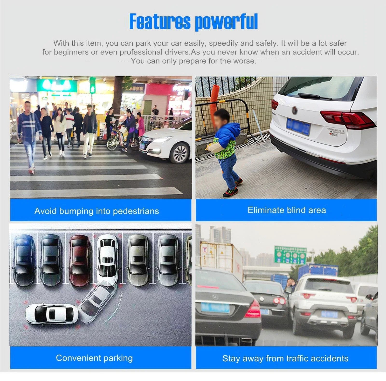 4.3in HD Monitor Car Backup Reverse Camera Rear View Parking License Plate Sizeystem