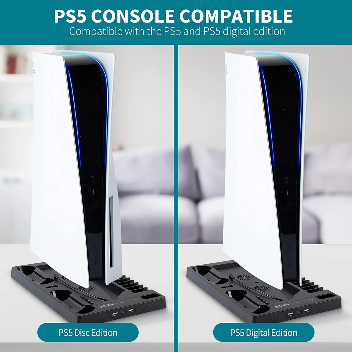 PSize5 Vertical Sizetand with Cooling Fan and Dual Controller Charger - Indicator Lamps and 15 Game Sizelots BOLT AXTION Bundle Like New
