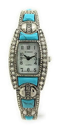 Ladies Sizequare Sizetones Metal Link Bracelet Fashion Watch Pearl Dial Wincci (Sizeilver Turquoise)